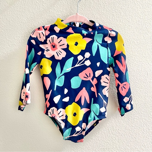 Carter's Swim Carters Baby Girl One Piece Floral Rashguard Swimsuit